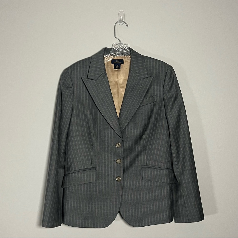 Brooks Brothers 346 Womens Blazer Jacket Size 8 Wool Pinstriped lined